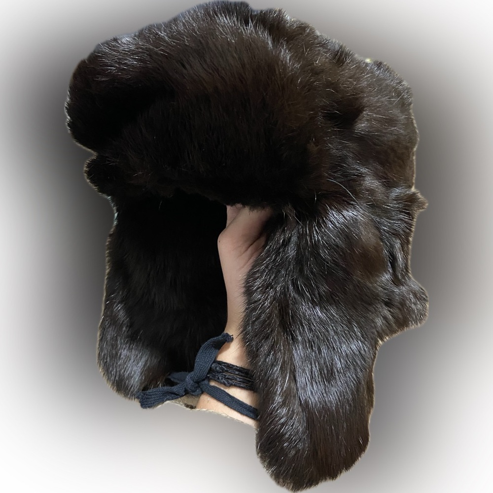 Vintage Dark Brown Russian Mink Fur Bomber Hat